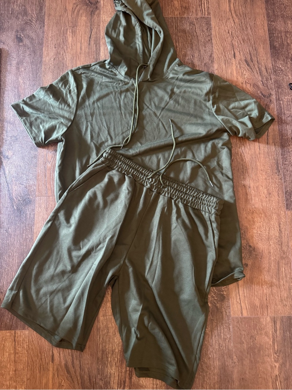 NFINITY Olive Green Short Sleeve Hoodie and Shorts Set